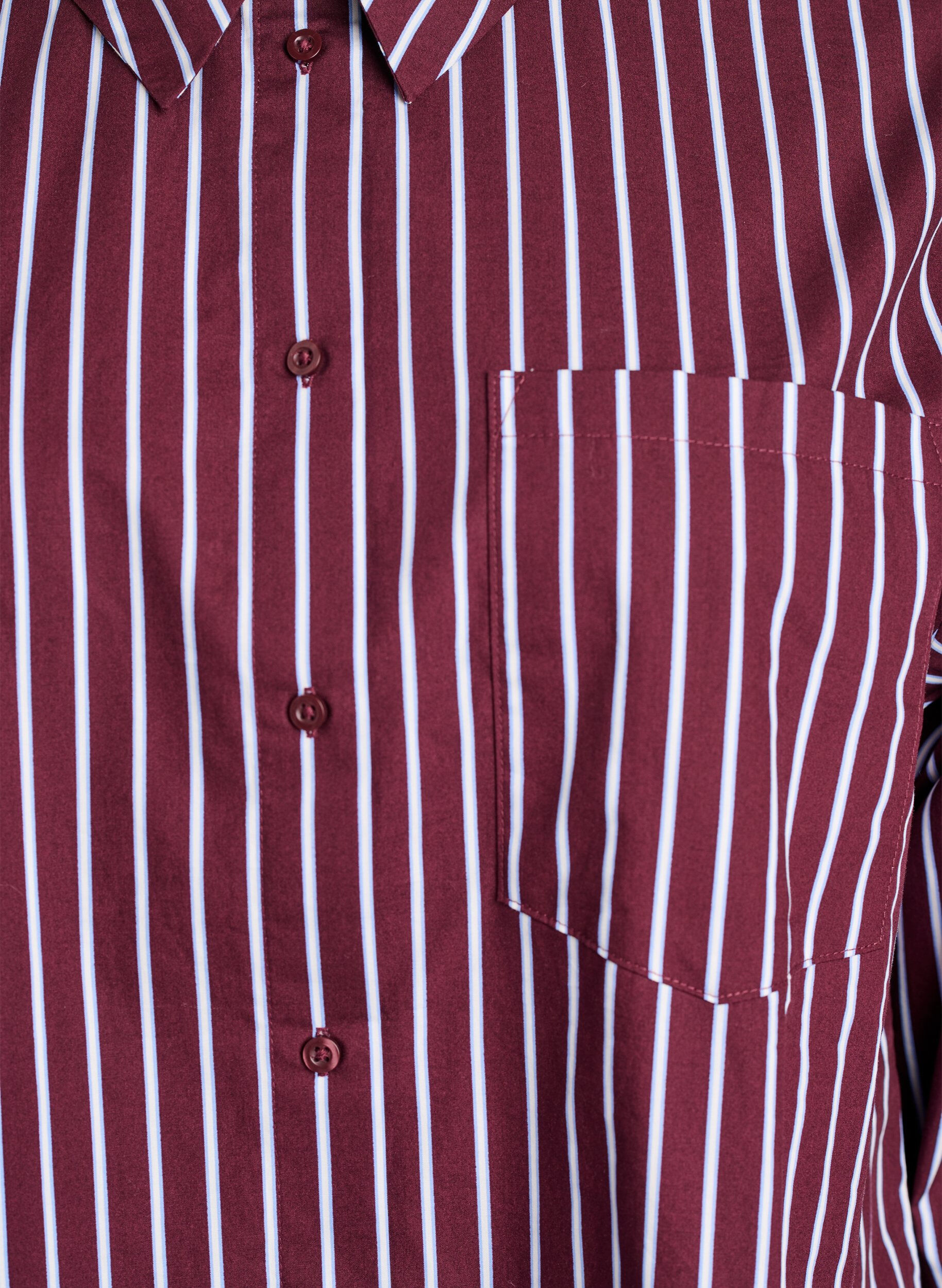 Zizzi Losse shirt met strepen en een borstzakje, Donker Bordeaux, Packshot image number 2