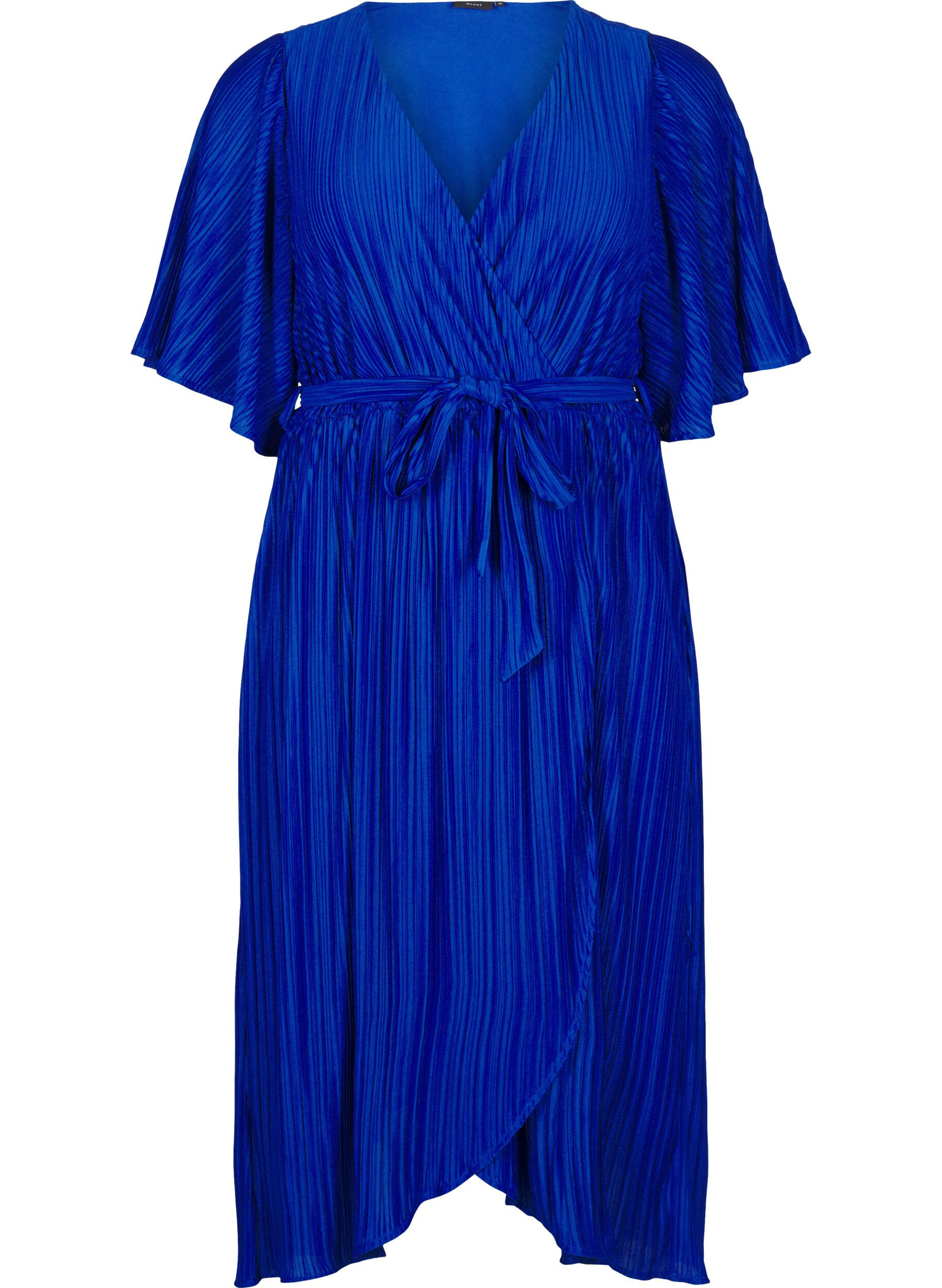 ZizziGeplooide midi-jurk met vleermuismouwen, Blauw, Packshot image number 0