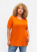 T-shirt van viscose met ribstructuur, Exuberance, Model image number 0
