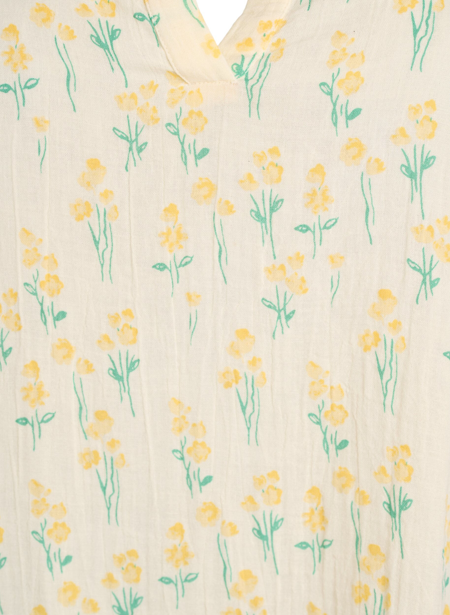 Zizzi Korte A-lijn jurk in katoenen mousseline, Geel, Packshot image number 2