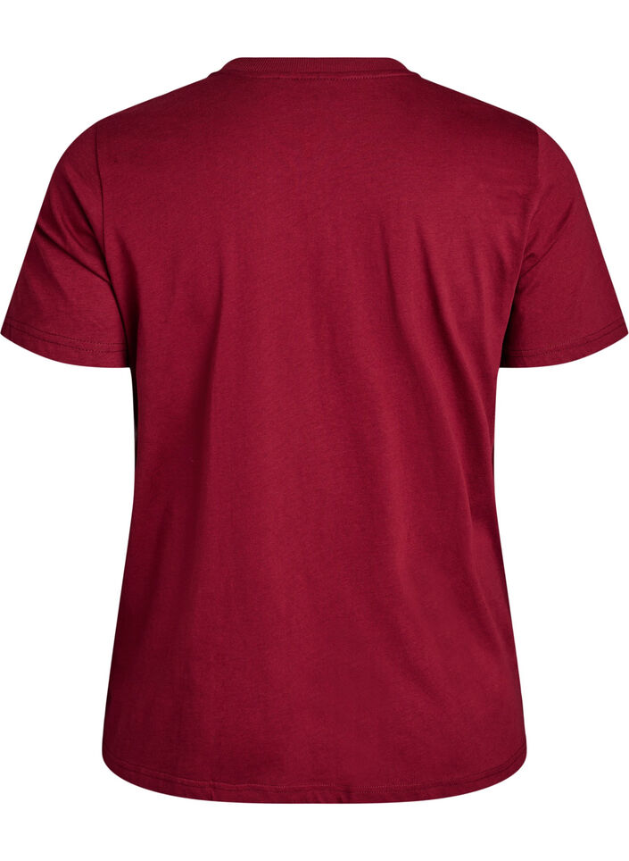 Basic katoenen T-shirt met ronde hals, Donker Bordeaux, Packshot image number 1