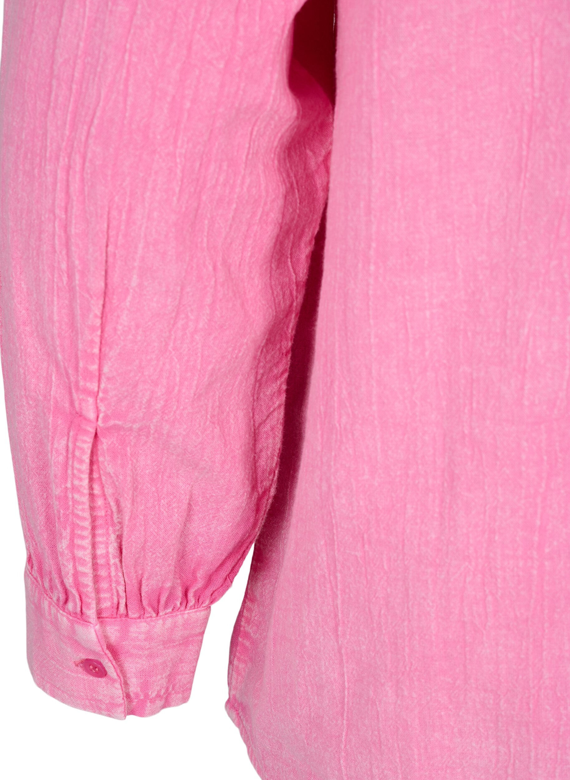 Zizzi Denim overhemd in effen kleur, Pink Power, Packshot image number 3