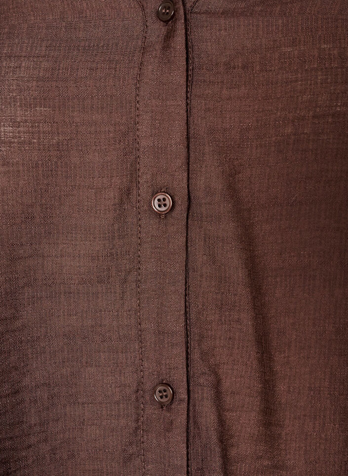 Viscose shirt met geborduurde mouwen, Bruin, Packshot image number 2