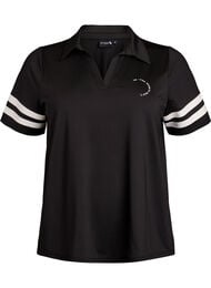 Sportieve polo met streepdetails, Zwart