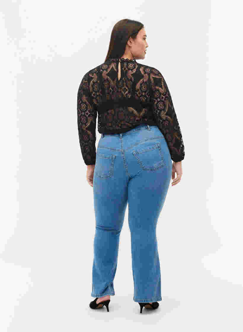 Ellen bootcut jeans met hoge taille, Light blue, Model image number 1