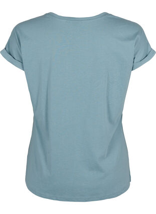 T-shirt met korte mouwen van katoenmix, Smoke Blue, Packshot image number 1