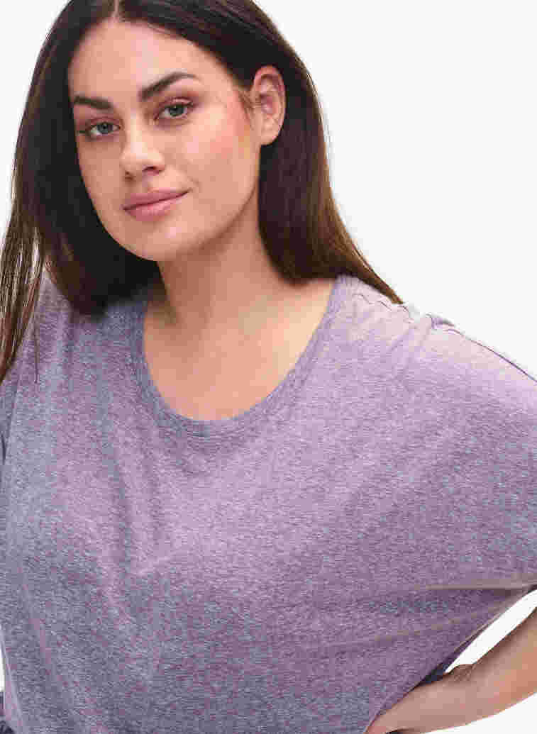 Gemêleerde blouse met korte mouwen, Vintage Violet Mel., Model image number 2