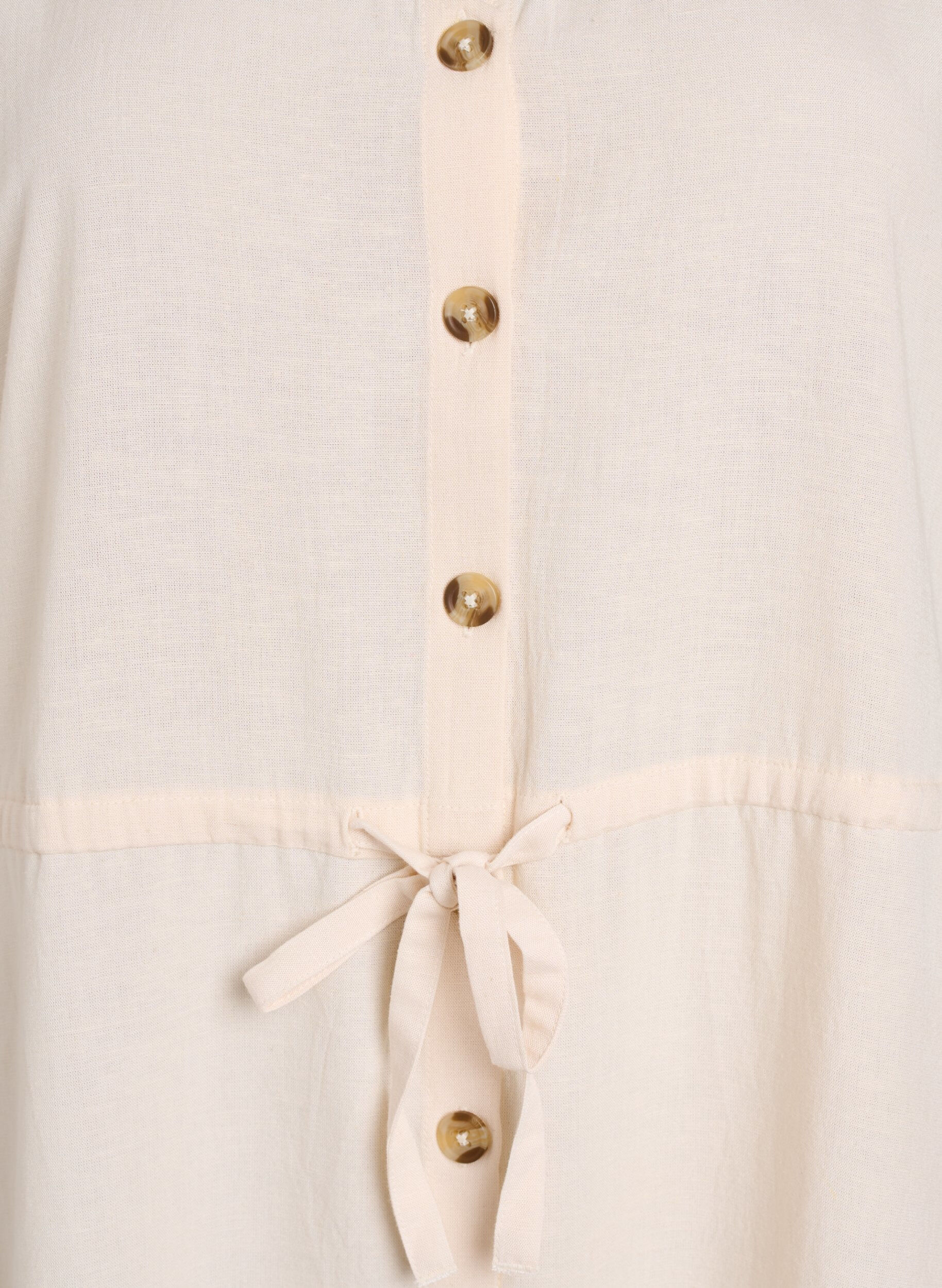 Zizzi Maxi jurk met knopen en bindriem, Vanille, Packshot image number 2