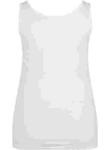 Effen gekleurd basic top in katoen, Bright White, Packshot image number 1