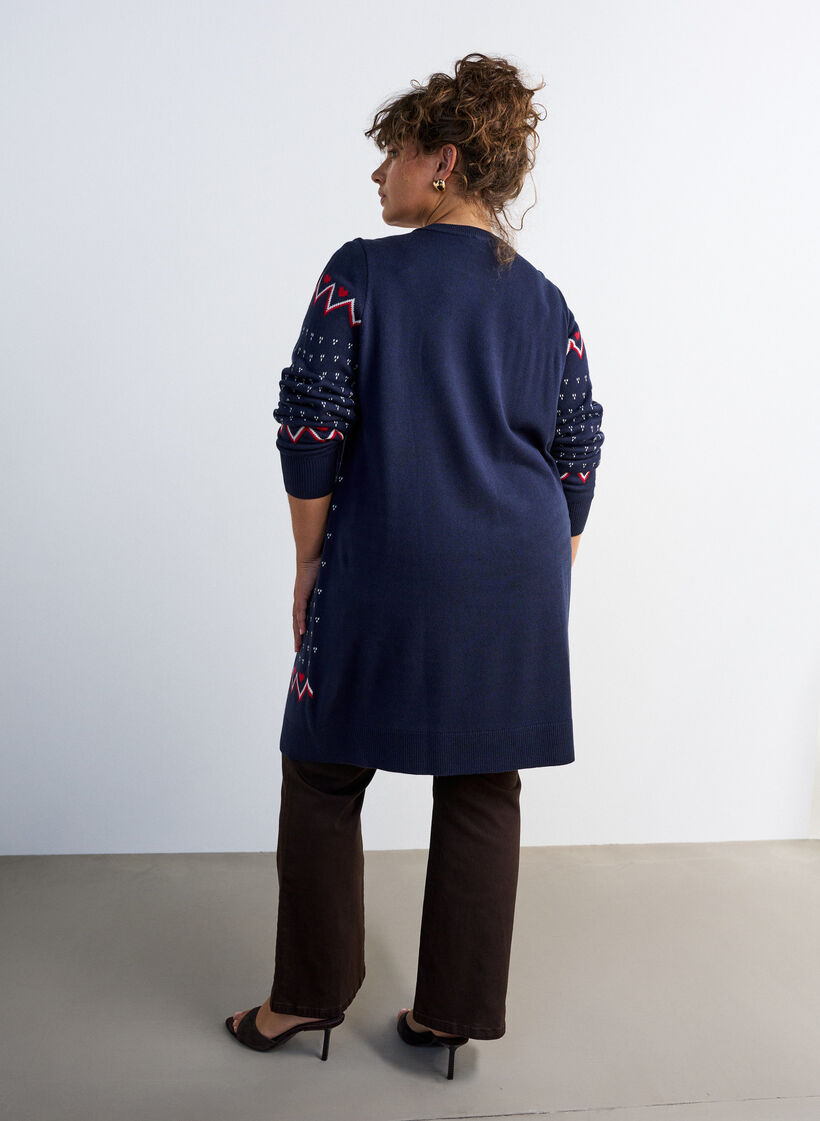 Korte gebreide jurk met kerstmotief, Blauw, Model image number 2