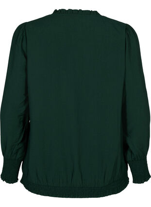 Viscose blouse met lange mouwen en smok, Scarab, Packshot image number 1