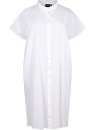 Lang shirt van katoenmix met linnen, Bright White