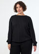 Jersey blouse met structuur en ballonsilhouet, Zwart, Model image number 0