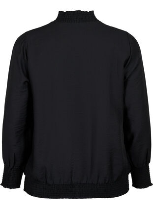 Viscose blouse met smokwerk, Black, Packshot image number 1