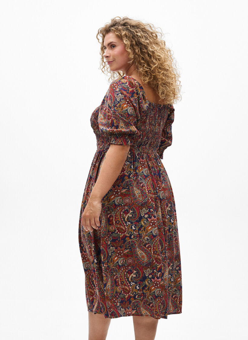 Zomerjurk in viscose met paisley print, Blauw, Model image number 2