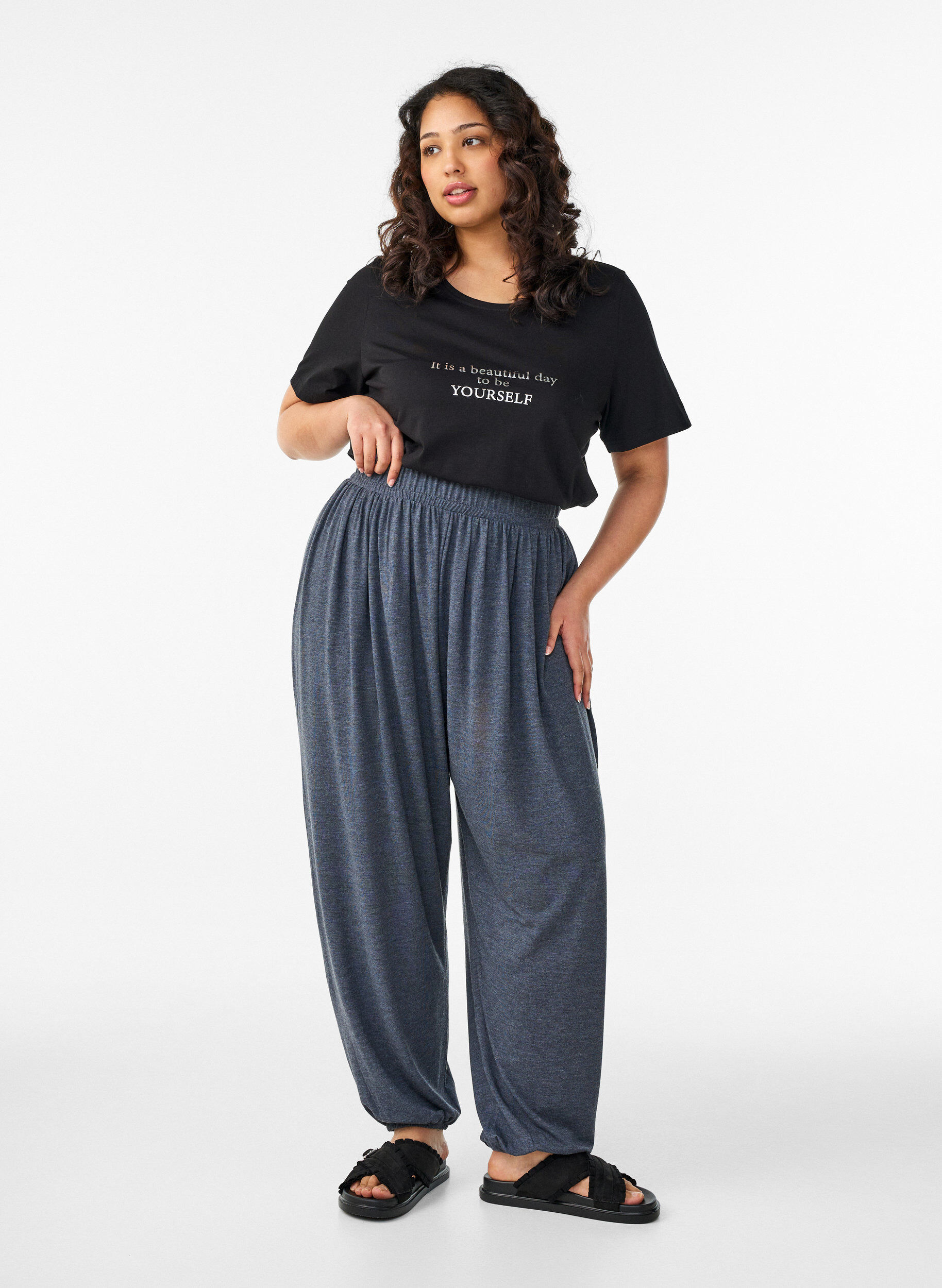 ZizziT-shirt met print, Zwart, Model image number 1