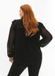 T-shirtblouse met ruches en een gestippelde textuur, Black, Model image number 1