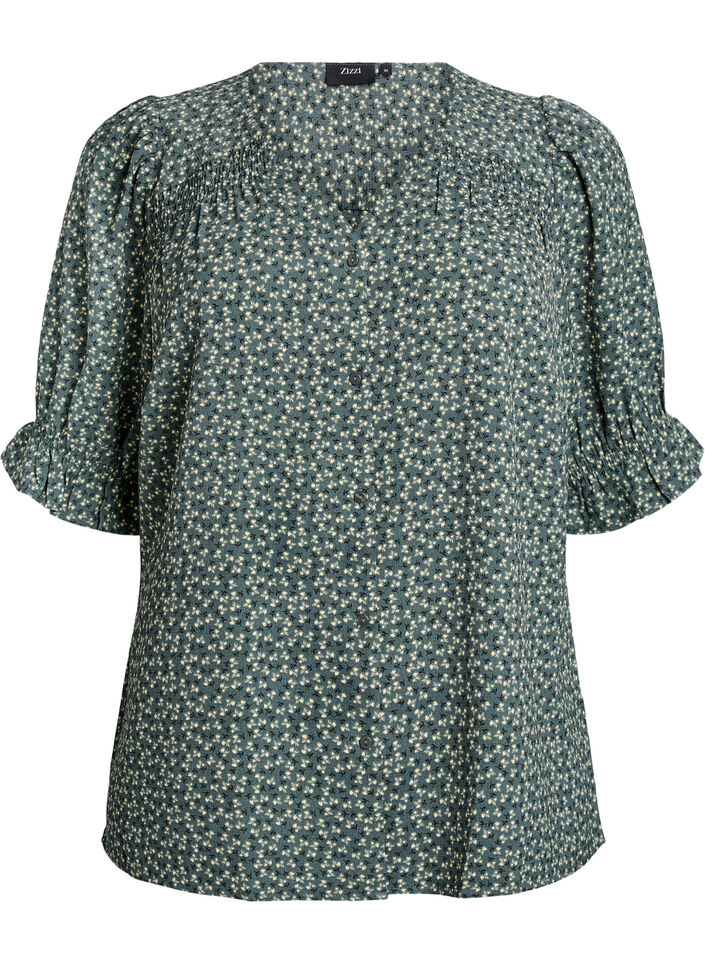 Shirtblouse met 1/2 mouwen, Groen, Packshot image number 0