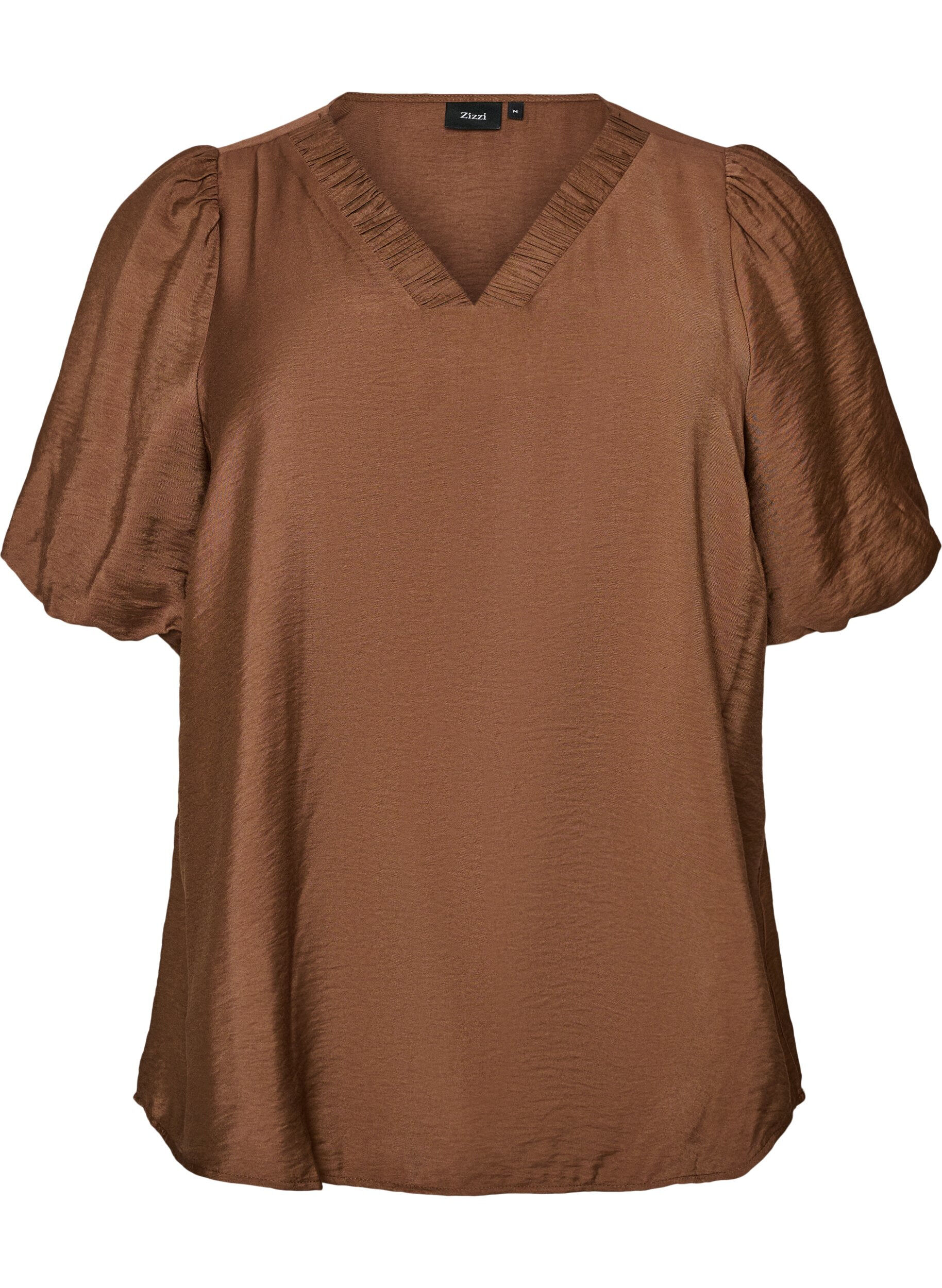 Blouse met ballonnenmouwen en V-hals
