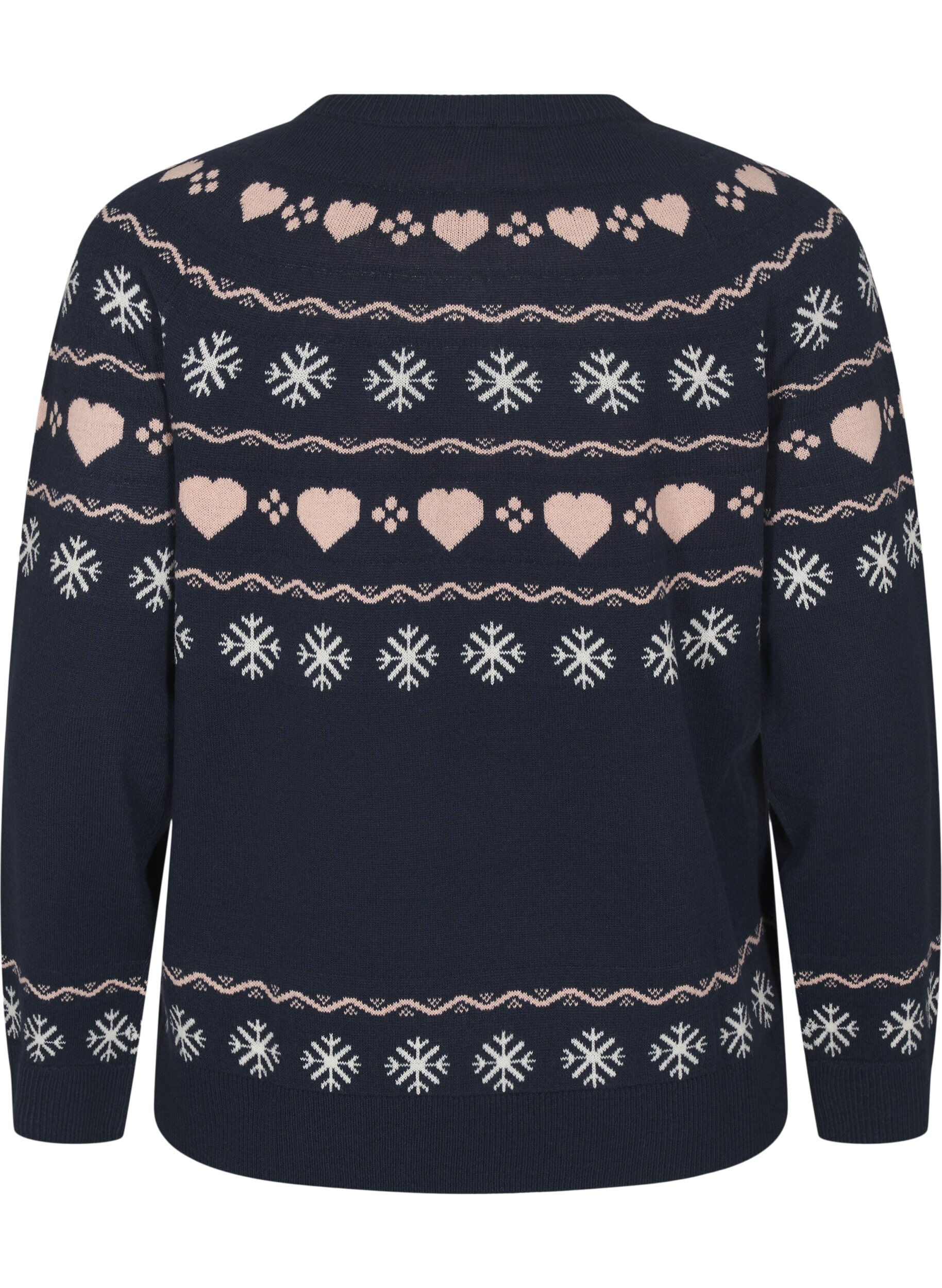 Zizzi Langarmige gebreide top met kerstmotief, Navy Blazer Comb, Packshot image number 1