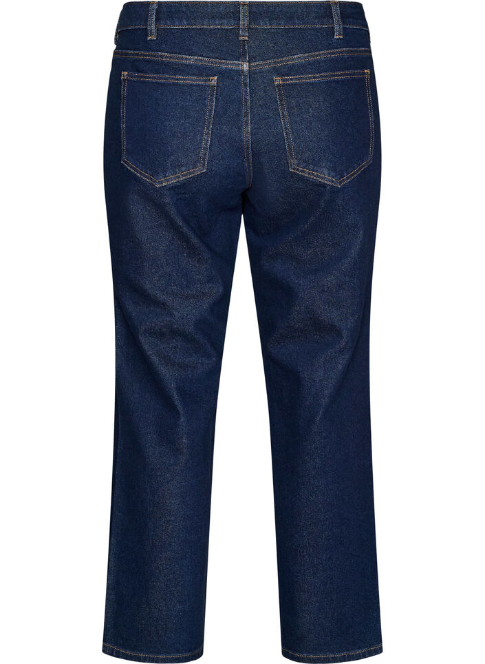 Gecropte straight-fit jeans met een normale taille, Blauw, Packshot image number 1