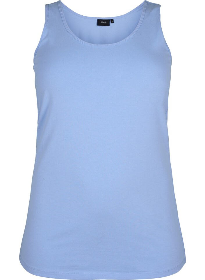 Effen gekleurd basic top in katoen, Blauw, Packshot image number 0