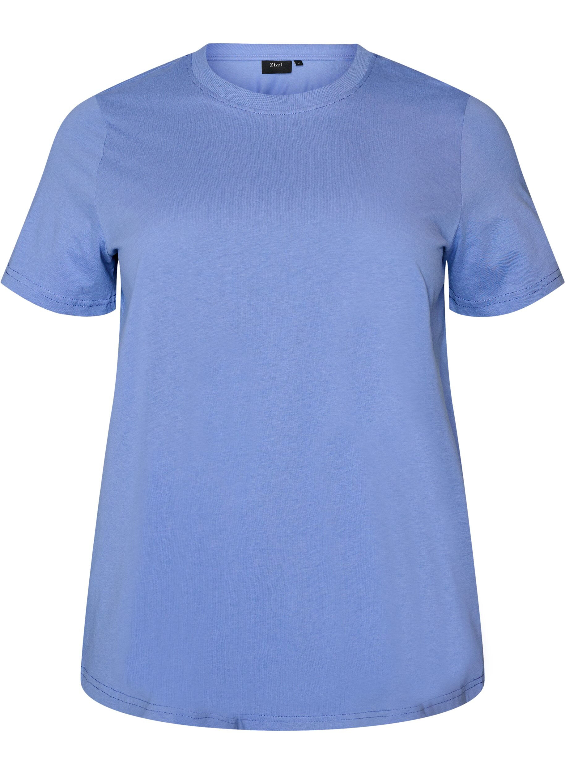 ZizziBasic katoenen T-shirt met ronde hals, Paars, Packshot image number 0