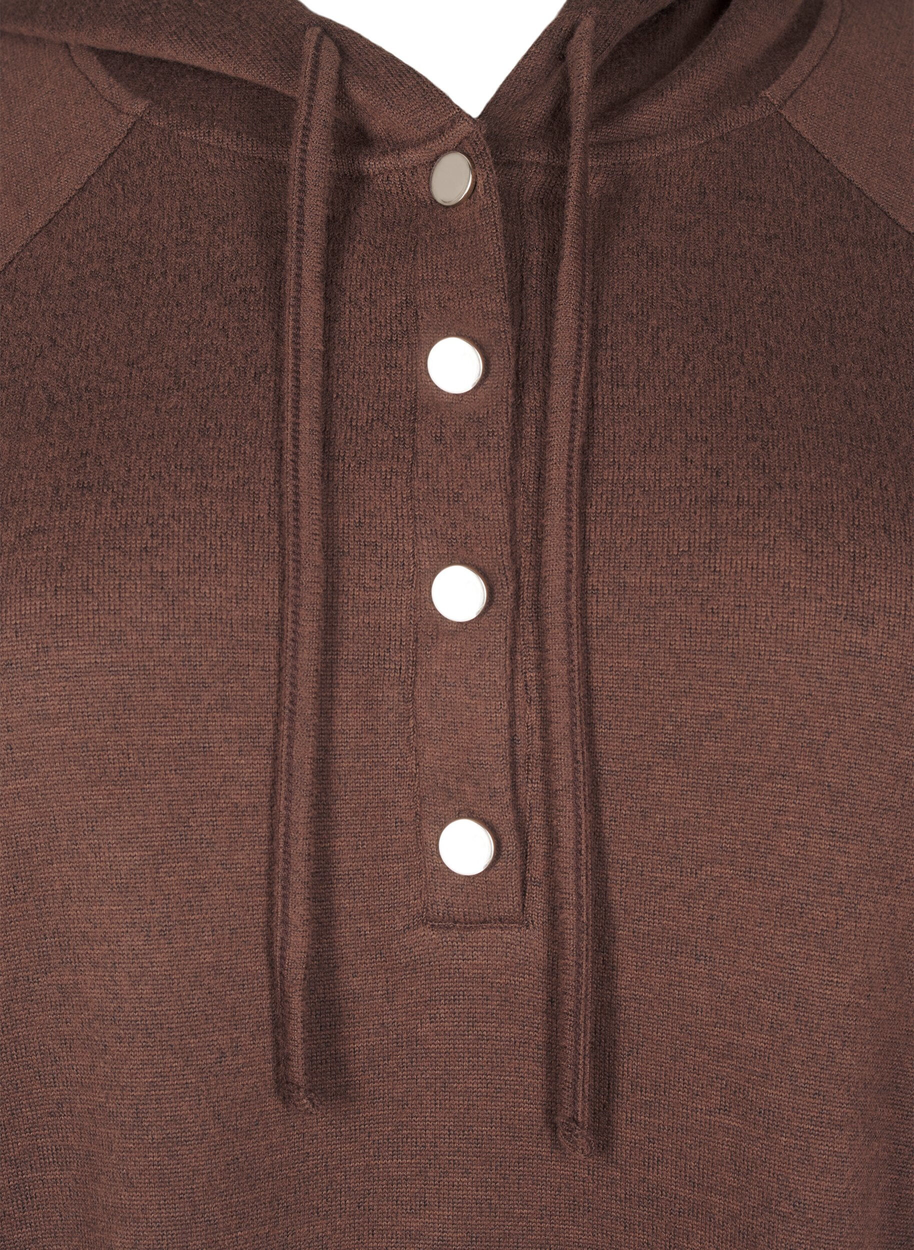 Zizzi Sweaterjurk met lange mouwen en capuchon, Chocolate M. M&eacute;l., Packshot image number 2