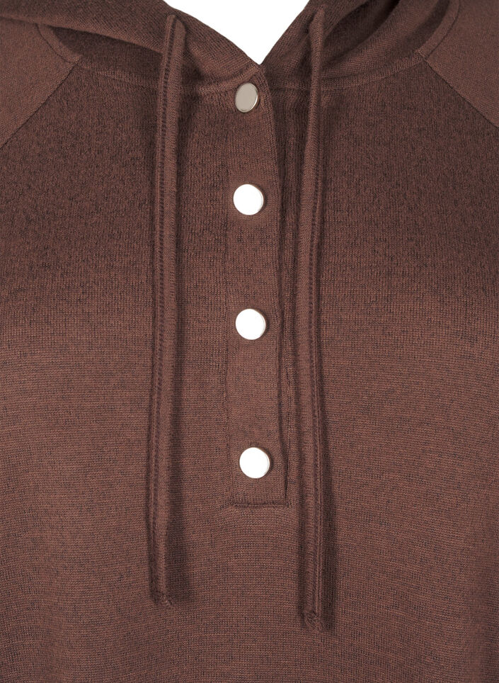 Sweaterjurk met lange mouwen en capuchon, Chocolate M. Mél., Packshot image number 2
