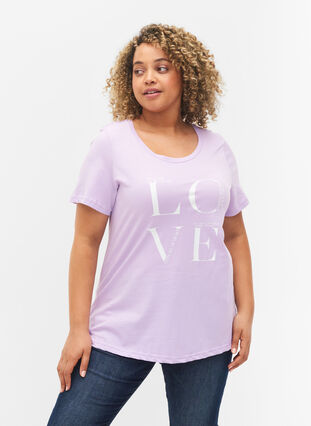 Katoenen t-shirt met korte mouwen en print, Lavendula LOVE, Model image number 0