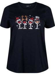 Kerst T-shirts in 100% katoen, Black w. Drinks