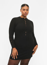 Gepast jurk met uitsnede details, Black, Model