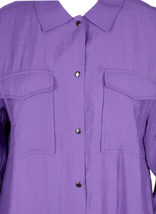 Lang viscose overhemd met knopen, Royal Lilac, Packshot image number 2