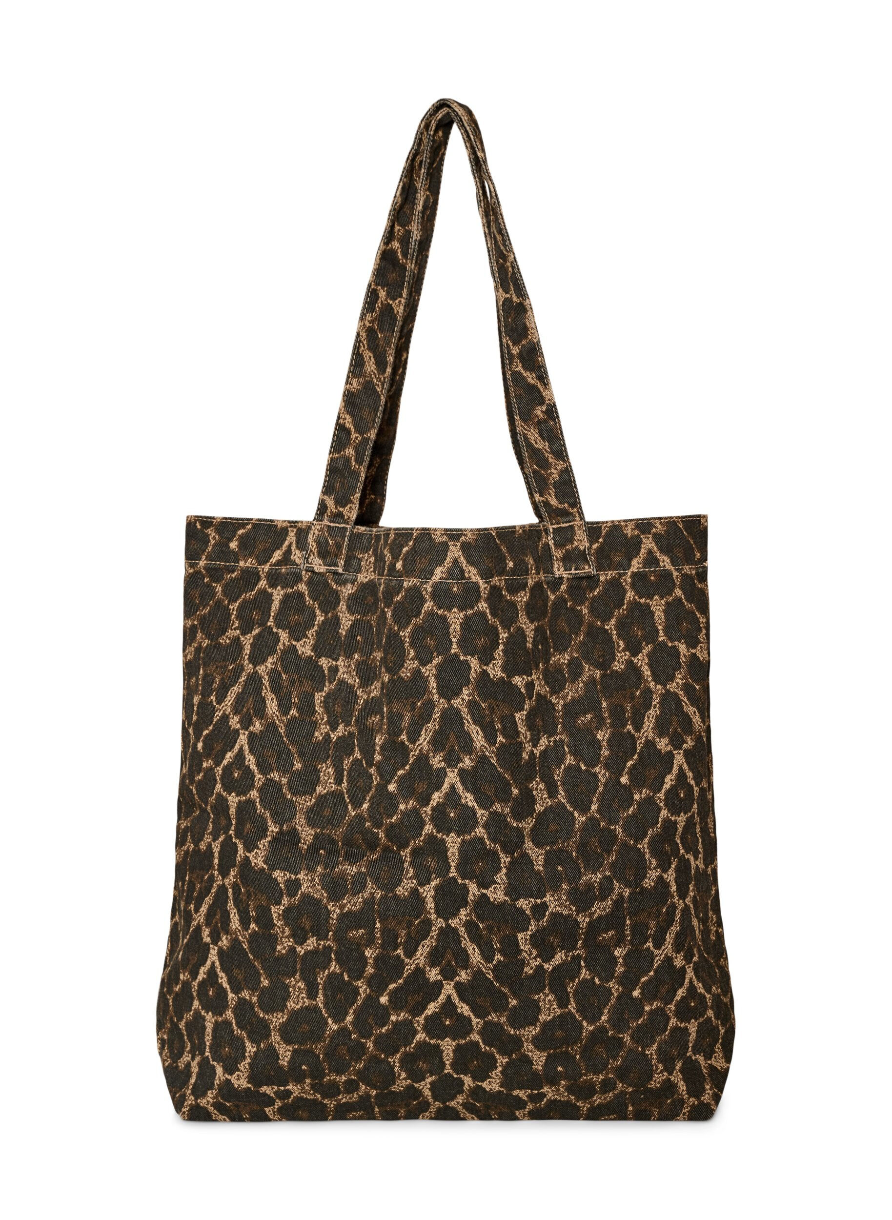 ZizziDenim shopper met luipaardprint, Bruin, Packshot image number 1