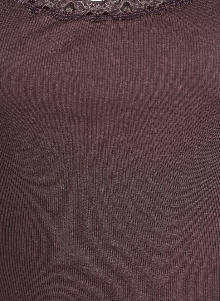 Top met rand van kant, Bruin, Packshot image number 2