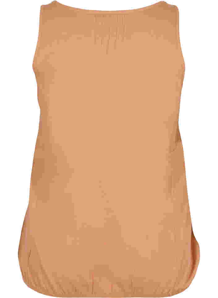 Katoenen top met elastiek in de onderkant en effen kleur, Pecan Brown, Packshot image number 1