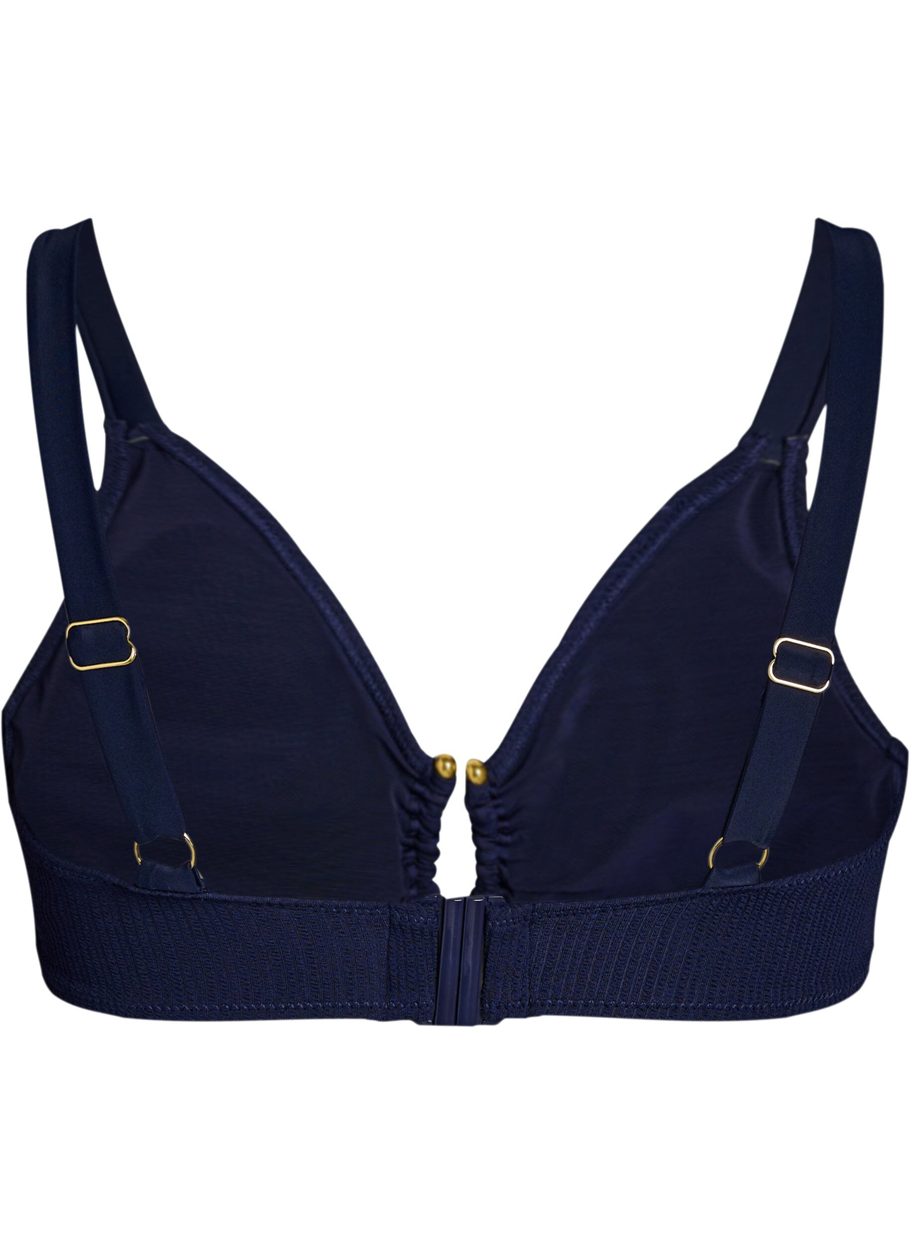 Zizzi Bikinitop met textuur en goudkleurig detail, Blauw, Packshot image number 1