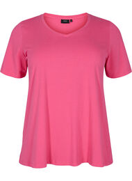 Basic t-shirt in effen kleur met katoen, Hot Pink