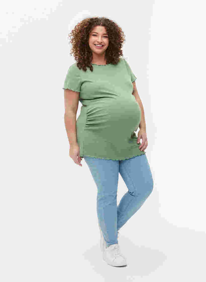 Zwangerschap t-shirt in rib, Green Bay, Model image number 2