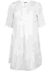 Gestreepte viscose jurk met kanten lint