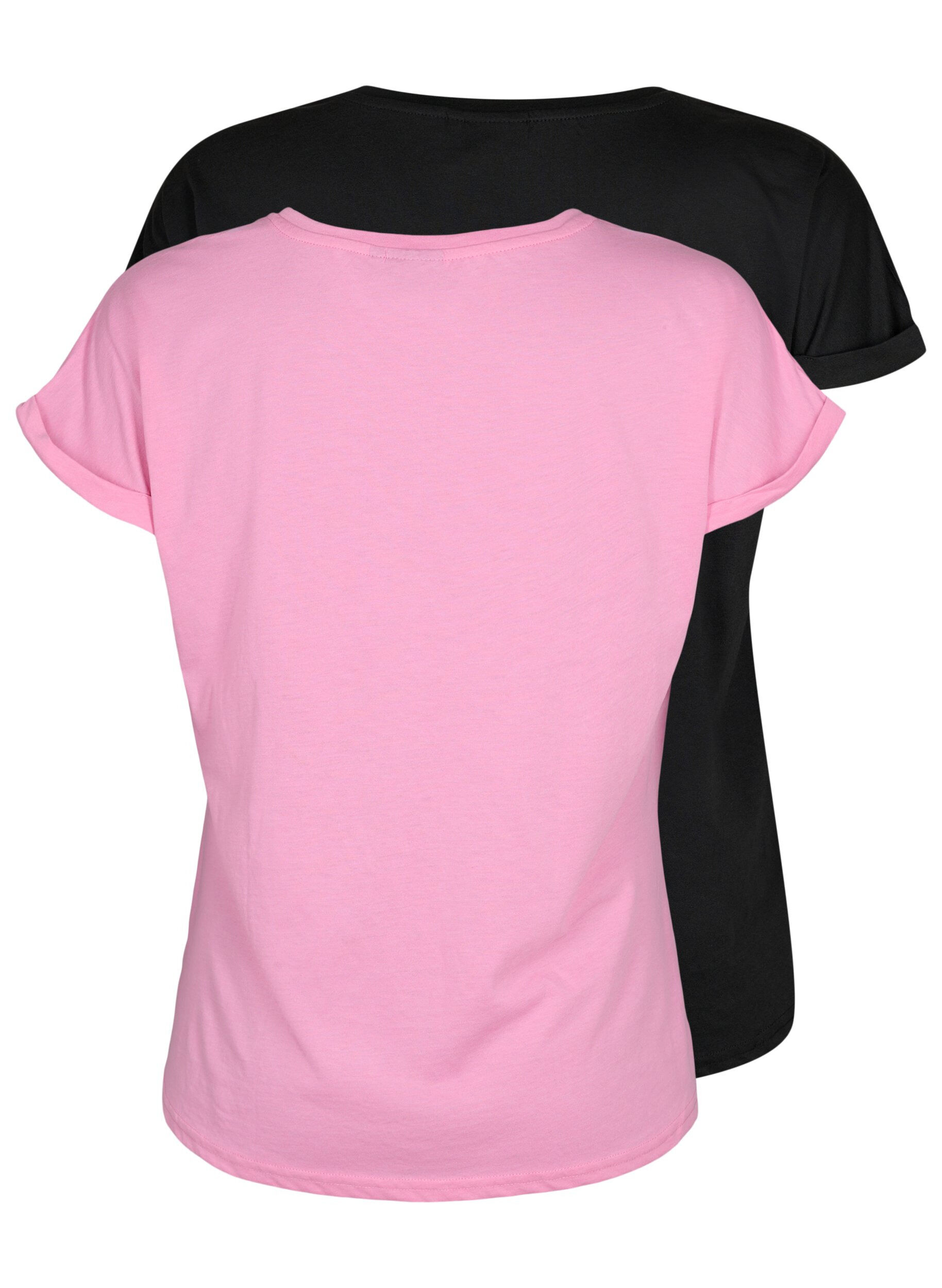 Zizzi 2-pack T-shirts met korte mouwen, Roze, Packshot image number 1