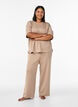 High-waist loungebroek met rechte pijpen, Beige, Model image number 0