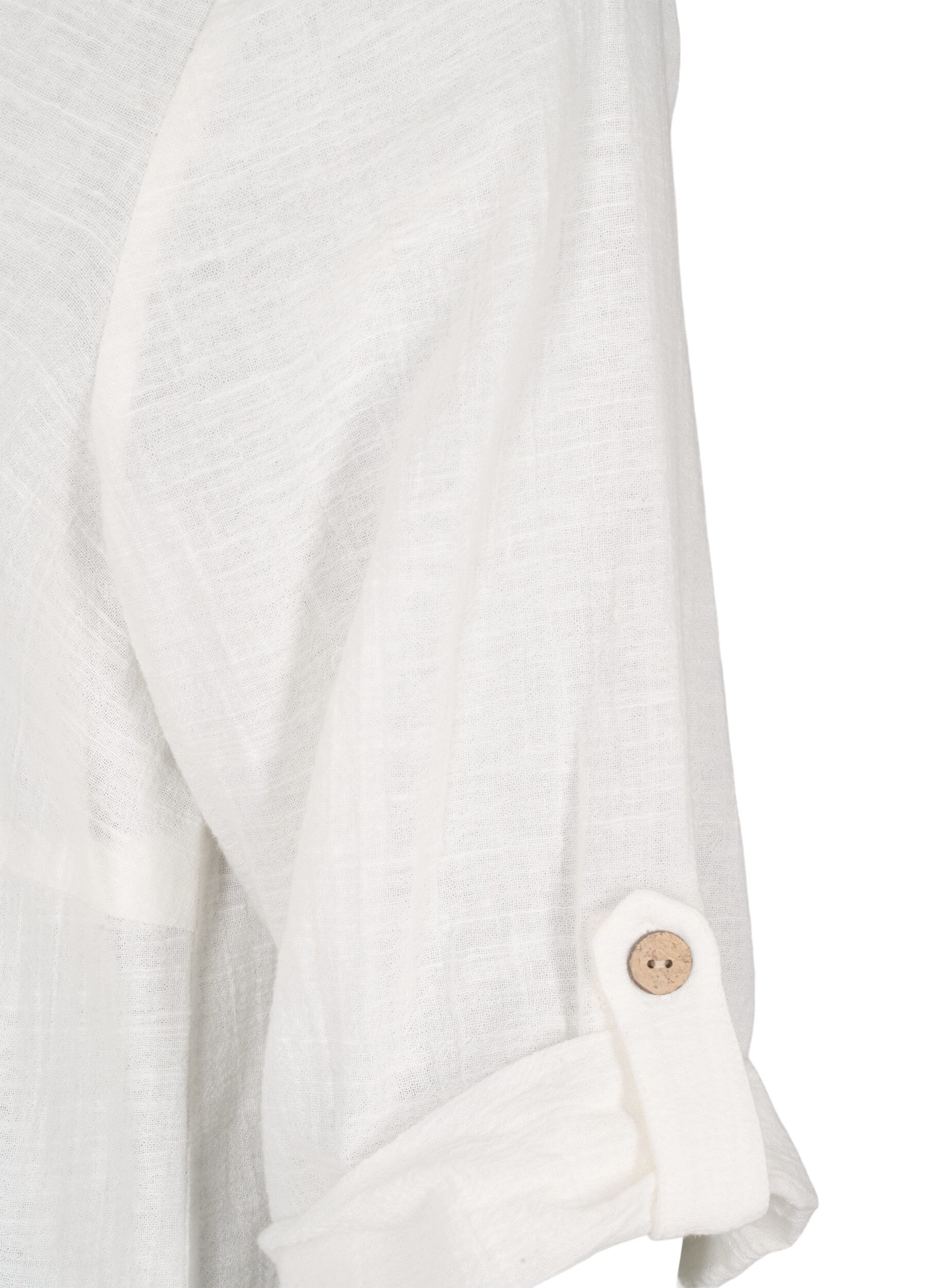 Zizzi Tuniek met 3/4 mouwen van katoenmix en linnen, Off-White, Packshot image number 4