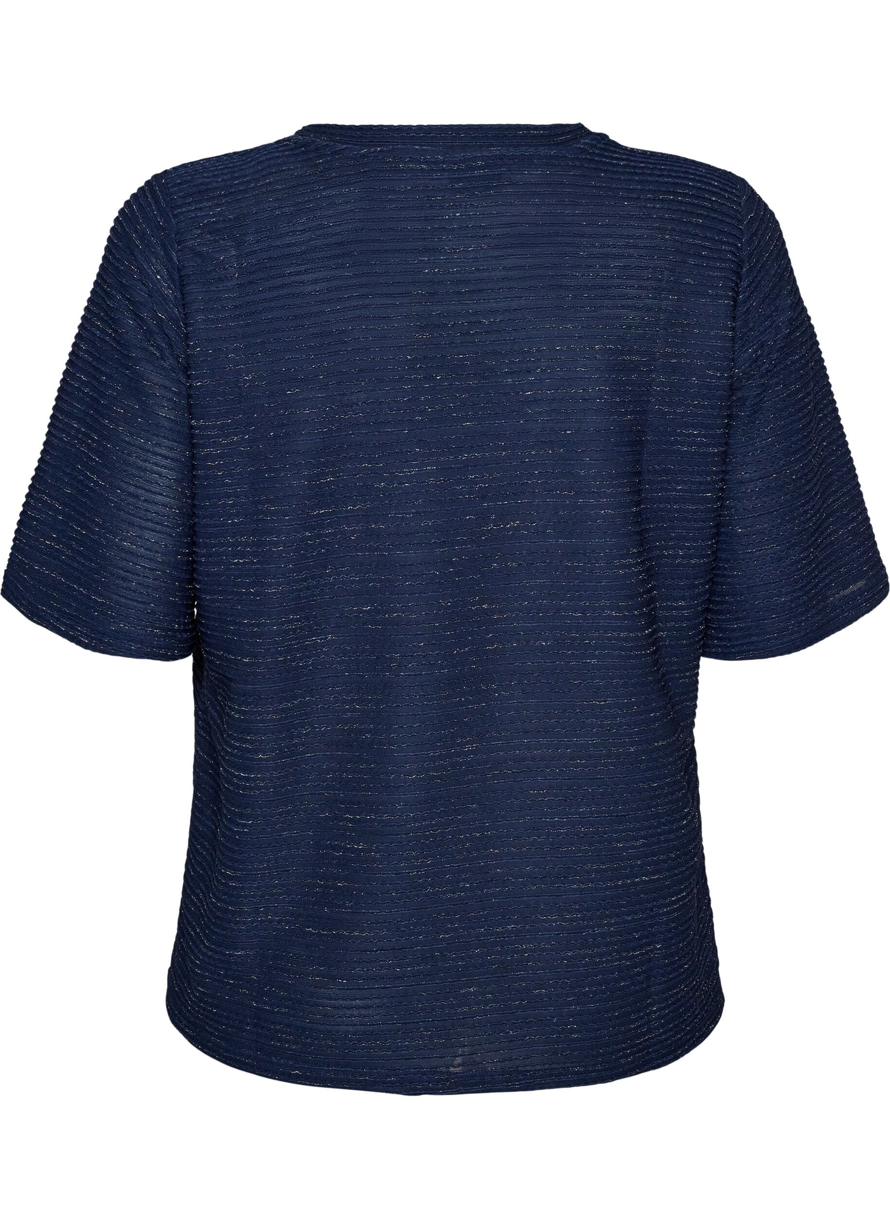 ZizziBlouse met structuur en glitter, Blauw, Packshot image number 1