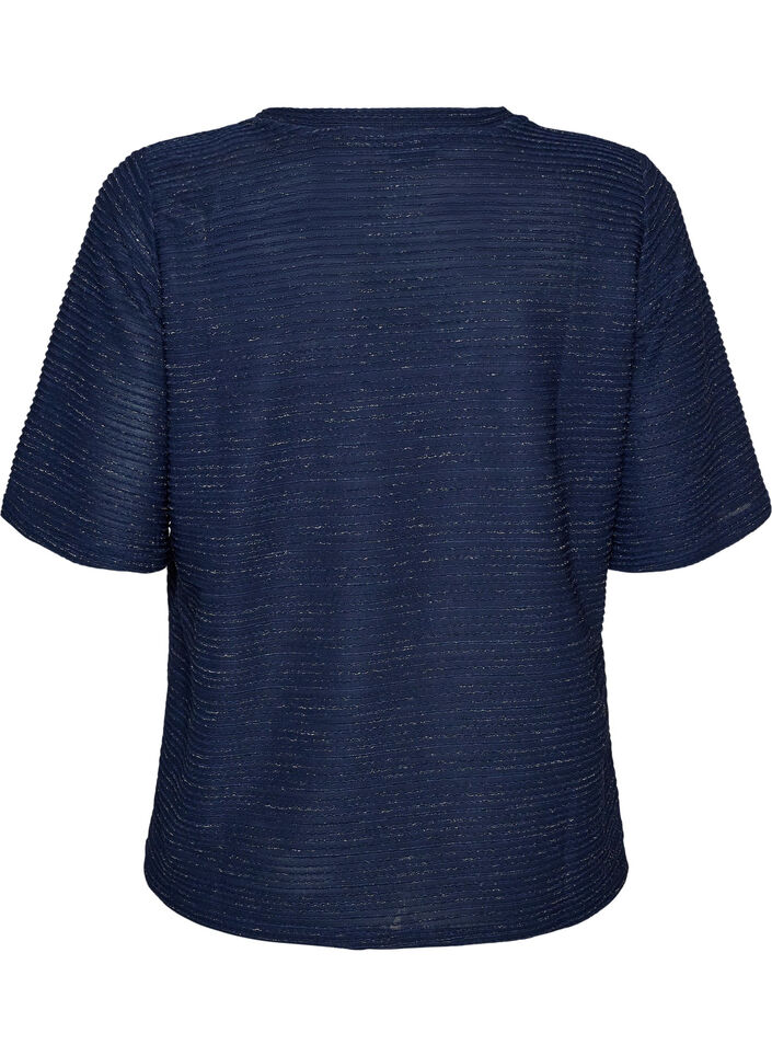 Blouse met structuur en glitter, Blauw, Packshot image number 1