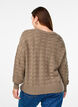 Gebreide blouse met lange mouwen en een opengewerkt patroon, Desert Taupe, Model image number 1