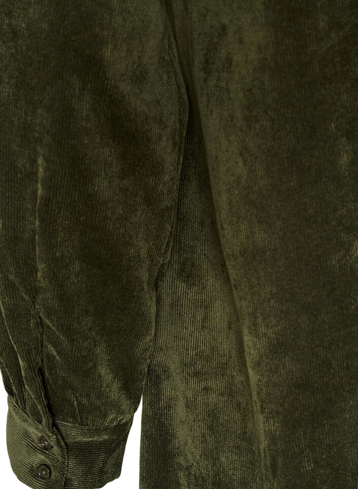 Corduroy overhemdjurk met kraag en knoopsluiting, Groen, Packshot image number 4