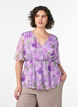 Bloemen chiffon blouse met korte mouwen, Paars, Model image number 0
