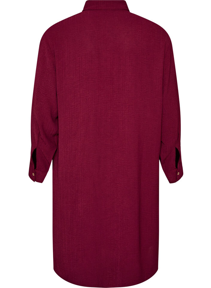 Lange shirt met een lichte textuur, Rood, Packshot image number 1