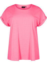 T-shirt van katoen in neon kleur, Roze